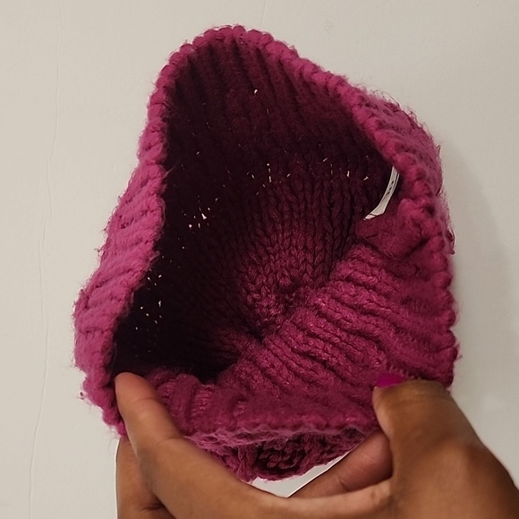 Cable knit Kids Purple Beanie Warm Winter Hat - Picture 3 of 10